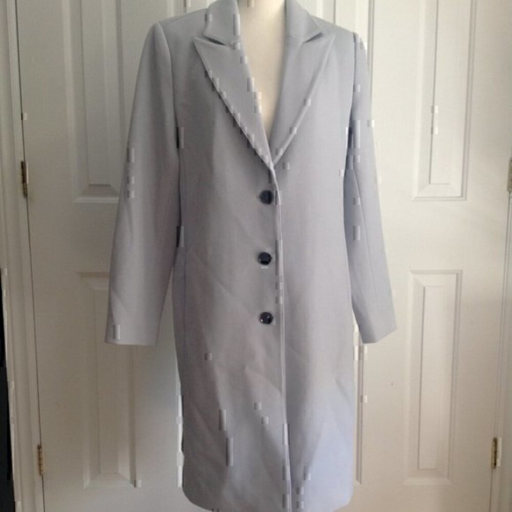 NWT SIMONS Women Long Coat, Medium, Light Blue, Lining